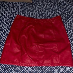 Red faux leather skirt